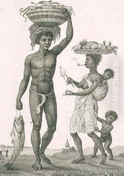 Family of Negro Slaves from Loango, 1792, plate 69 from Narrative of a Five Years Expedition against the Revolted Negroes of Surinam, engraved by William Blake 1757-1827 pub. 1806 - view 1