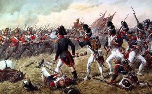 The 3rd Regiment of Foot Guards repulsing the final charge of the old Guard at the Battle of Waterloo, 18th June 1815 by Richard Simkin