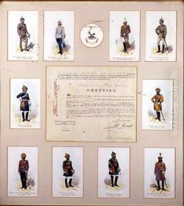 Officers of the British Army in uniform by R.Simkin, 19th century by Richard Simkin