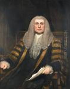 Portrait Of A Gentleman,
Half-length, In Lord Chancellor's Robes, Seated, Holding A Document by George Romney