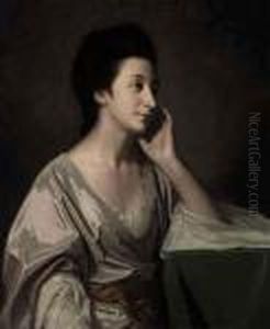 Portrait Of Mrs John Gathorne, 
Half-length, In A Silver Gown, Herleft Elbow Resting On A Table