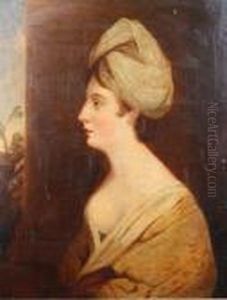 Portrait Of A Lady Wearing A Turban by George Romney