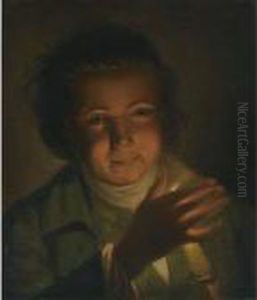 Portrait Of A Young Man With A Candle by George Romney
