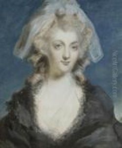 Portrait Of A Lady, Thought To 
Be Mary Anne Uhthoff, In A Blacksilk Gown With A White Fichu And Cap