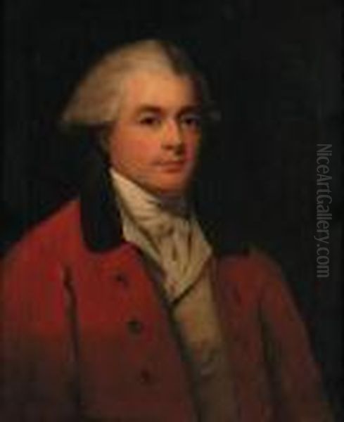 Portrait Of A Gentleman,
Half-length, Traditionally Identified Asrobert Henley, Earl Of
Northington, In A Red Coat And A Whitestock - view 1