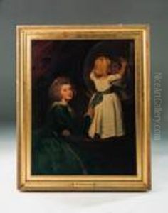 Double Portrait Of Mrs. Russell And Her Eldest Son by George Romney