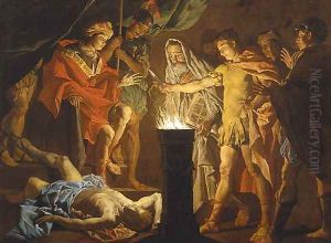 Mucius Scaevola in the presence of Lars Porsenna 1640-1645 by Matthias Stomer