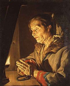 Old Woman Praying by Matthias Stomer