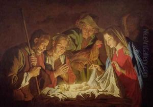 Adoration of the Shepherds by Matthias Stomer