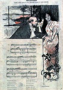 Illustrated score sheet for Galenterie, words by Paul Verlaine and music by Gaston Deletre by Theophile Alexandre Steinlen