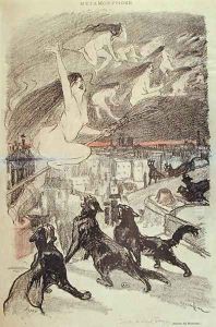 Metamorphosis - black cats transforming themselves into witches, late 19th century by Theophile Alexandre Steinlen