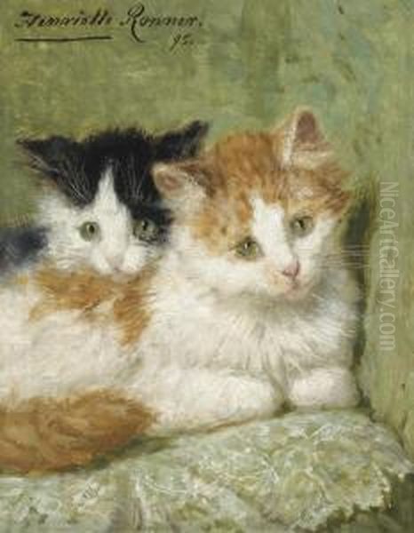 Two Kittens Sitting On A Cushion - view 1