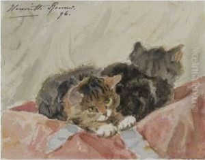 'le Bout-en-train' - The Jester; 'le Reveil' - The Awakening by Henriette Ronner-Knip