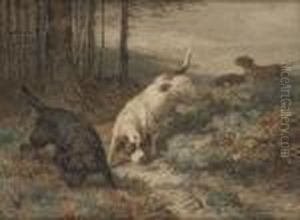 Chiens De Chasse Al'affut by Henriette Ronner-Knip