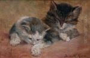 Twee Poesjes by Henriette Ronner-Knip