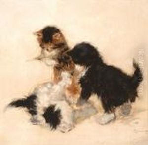 Playing Kittens by Henriette Ronner-Knip