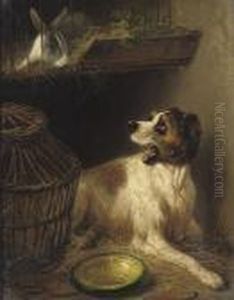 A Dog And A Rabbit by Henriette Ronner-Knip