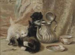 Verstoorde Theevisite: Tea Time by Henriette Ronner-Knip