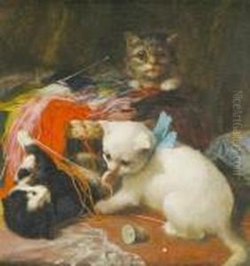 Three Kittens At Play by Henriette Ronner-Knip