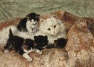 A Happy Family by Henriette Ronner-Knip