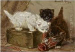 Kittens Playing With A Shuttle by Henriette Ronner-Knip