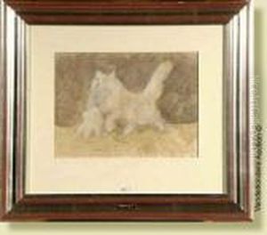 Chien Et Son Petit by Henriette Ronner-Knip