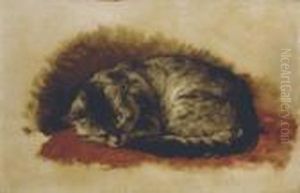 A Sleeping Cat by Henriette Ronner-Knip