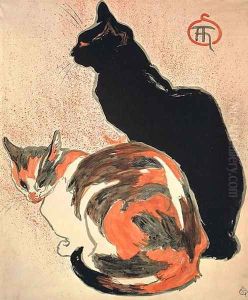 Two Cats. Poster for the Exposition de loeuvre dessine et peint de T.A. Steinlen, 1894 by Theophile Alexandre Steinlen
