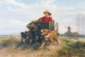 Little Boy With Dogcart On A Heathland Little Boy With Dogcart On A Heathland