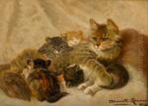 A Cat And Her Kittens by Henriette Ronner-Knip