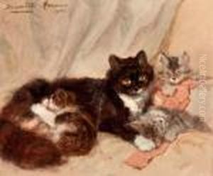 Mother Cat And Her Kittens by Henriette Ronner-Knip