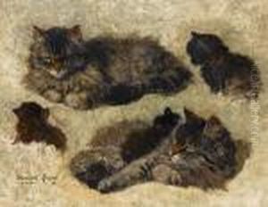 A Cat And Her Kittens by Henriette Ronner-Knip