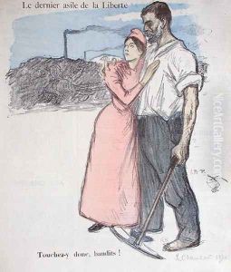 Marianne with a Worker, illustration from Le Chambard Socialiste 1891 by Theophile Alexandre Steinlen