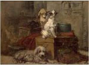 A Study Of Three Dogs by Henriette Ronner-Knip