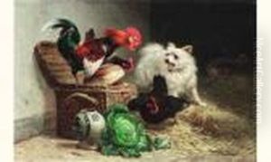 Les Poules Et Le Chien by Henriette Ronner-Knip