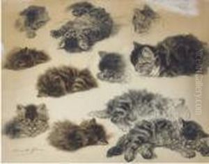 Playful Poses: Studies Of Kittens by Henriette Ronner-Knip