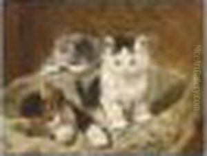 Three Playful Kittens by Henriette Ronner-Knip