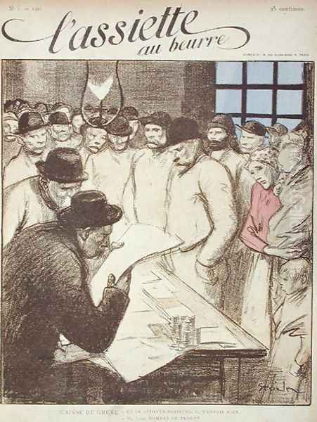 La Caisse de Greve, caricature from the 1st edition of LAssiette au Beurre magazine, Paris 1901 - view 1