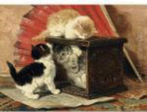 Three Kittens Playing By A Stove by Henriette Ronner-Knip