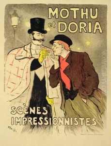 Reproduction of a poster advertising Mothu and Doriain impressionist scenes, 1893 Reproduction of a poster advertising Mothu and Doriain impressionist scenes, 1893