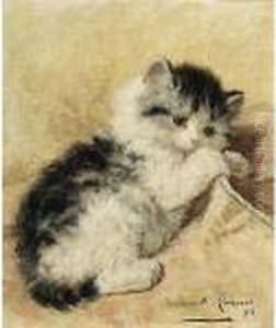 A Playful Kitten by Henriette Ronner-Knip