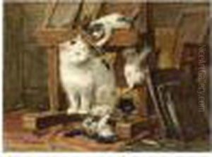 In The Studio by Henriette Ronner-Knip