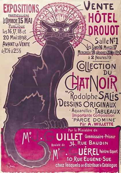 Poster advertising an exhibition of the Collection du Chat Noir cabaret at the Hotel Drouot, Paris, May 1898 - view 1