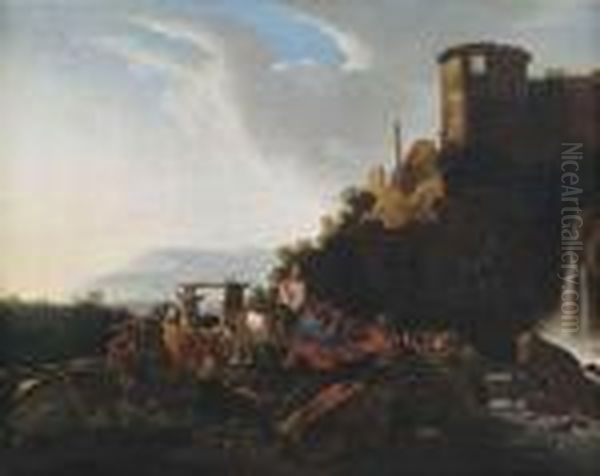 Shepherds With Animals In A Landscape With Ruins. - view 1