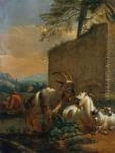 Ziegenherde In Der Campagna by Johan Heinrich Roos