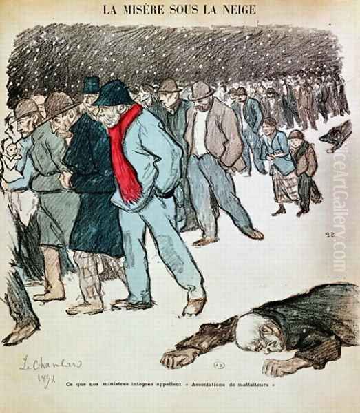 The Misery of Workers and the Unemployed in the Snow, illustration from Le Chambard Socialiste 1894 - view 1