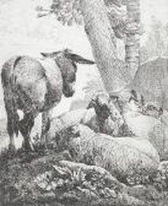 Esel Und Ruhende Schafe by Johan Heinrich Roos