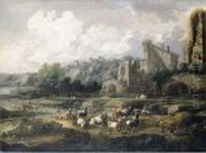 Paesaggio Italiano Con Armenti by Johan Heinrich Roos