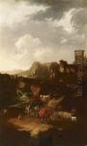 Paesaggio Montano Con Mandria E Gregge by Johan Heinrich Roos