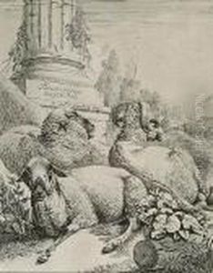 Owce Na Tle Pejzazu by Johan Heinrich Roos